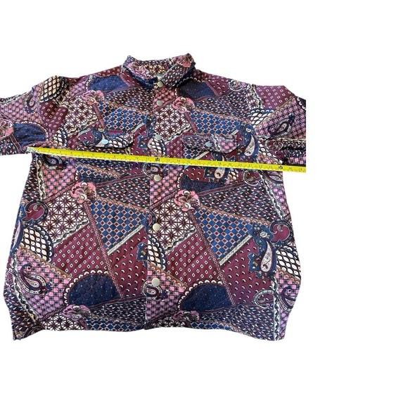 Pacsun Men’s Quilted Shacket Patchwork Paisley Burgundy Snap Shacket L NWOT Boho - Picture 9 of 14